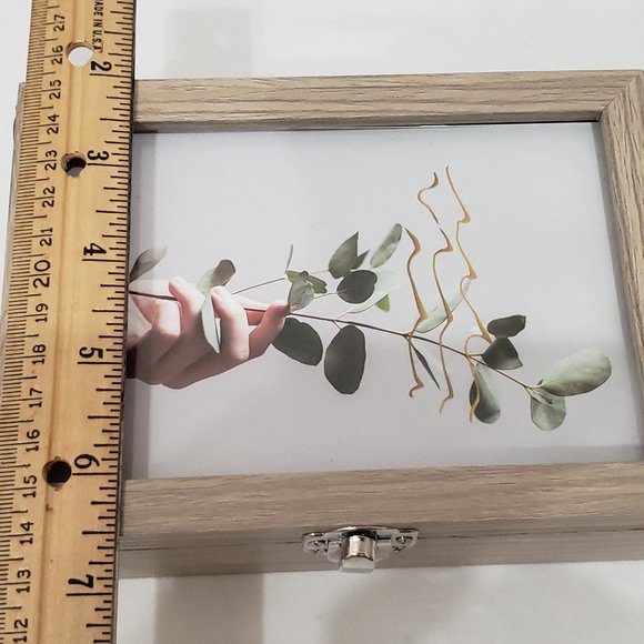 SOLD! Photo insert small jewelry box 6 1/4" x 4 1/2" w/mirror & closure - Picture 3 of 5